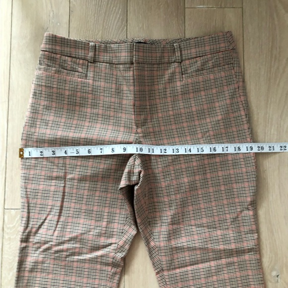Banana Republic Sloan Houndstooth Cropped Pants in Beige & Orange Size 10S - Picture 3 of 11